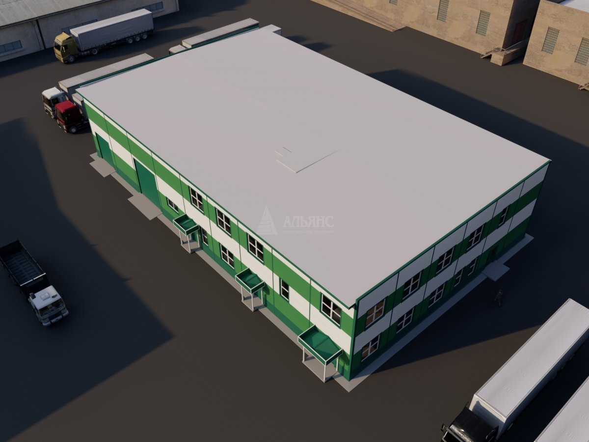 3D визуализация Офисно-складское здание из сэндвич-панелей - фото 5