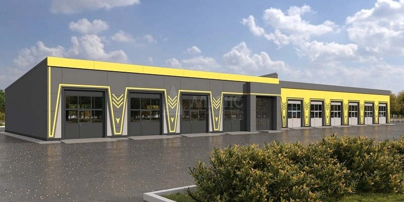 3D визуализация Здание СТО из сэндвич-панелей - фото 1
