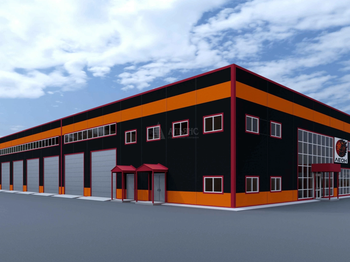 3D визуализация СТО с АБК из сэндвич-панелей - фото 7